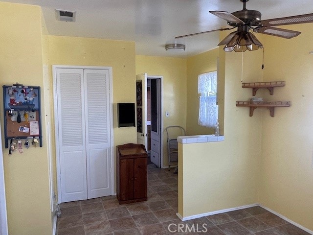 kitchen with ceiling fan