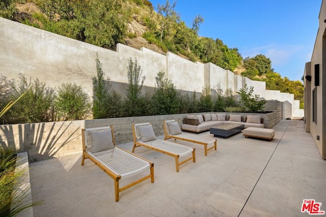 view of patio / terrace featuring an outdoor living space