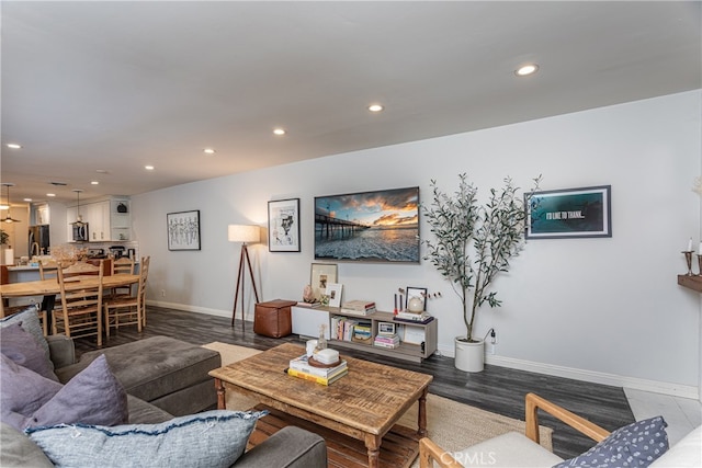 living room featuring wood-type flooring