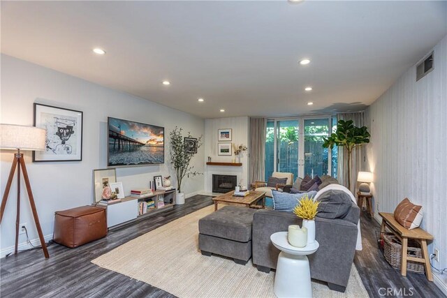 living room with hardwood / wood-style floors