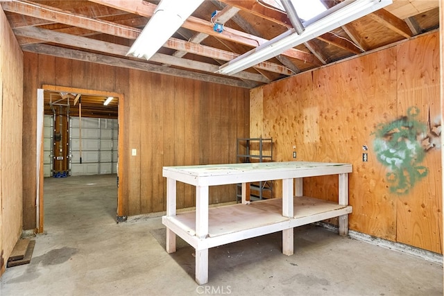 interior space with wood walls