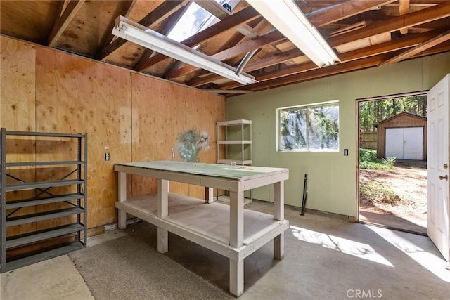 interior space with wood walls