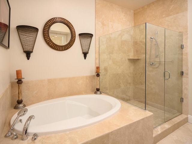 bathroom with plus walk in shower