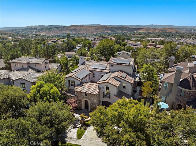 aerial view with a mountain view