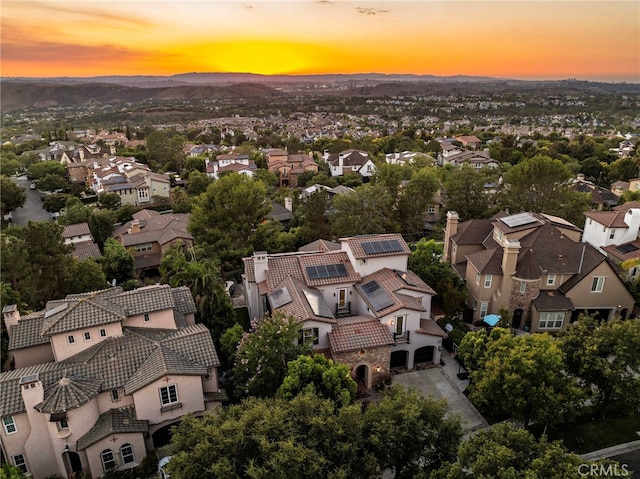 view of aerial view at dusk