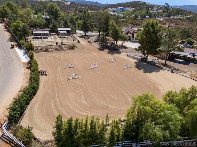 drone / aerial view with a mountain view