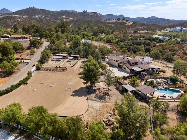 bird's eye view with a mountain view