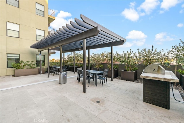 view of patio / terrace featuring a pergola