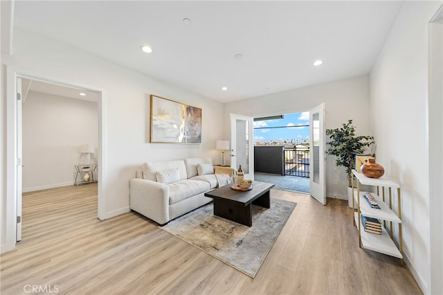 living room with light wood-type flooring