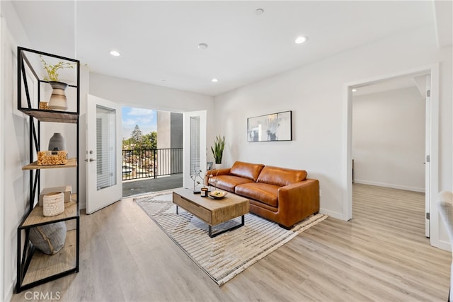 living room featuring light hardwood / wood-style flooring