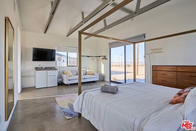 bedroom with a towering ceiling