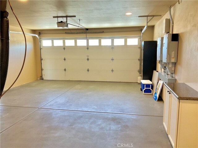 garage with a garage door opener