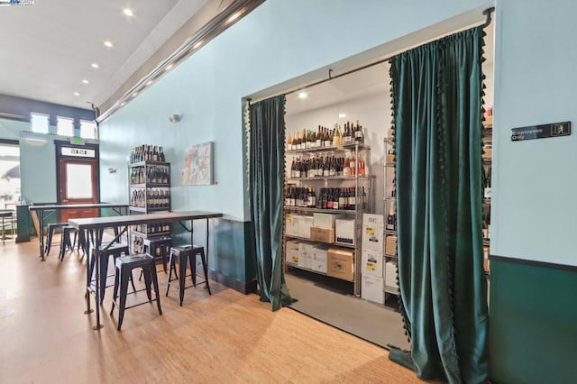 dining space featuring light hardwood / wood-style floors