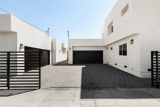 exterior space featuring a garage