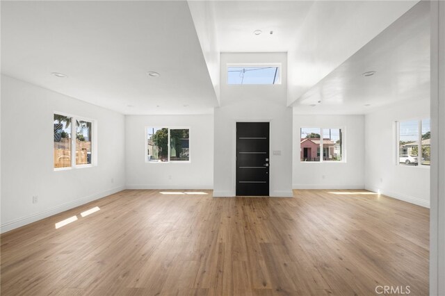 foyer entrance featuring plenty of natural light and light hardwood / wood-style floors