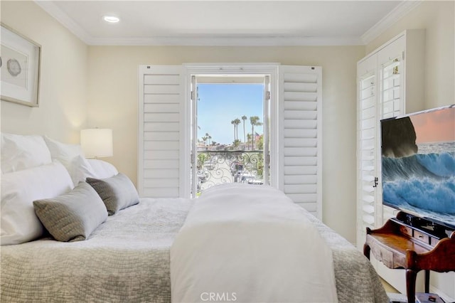 bedroom featuring crown molding