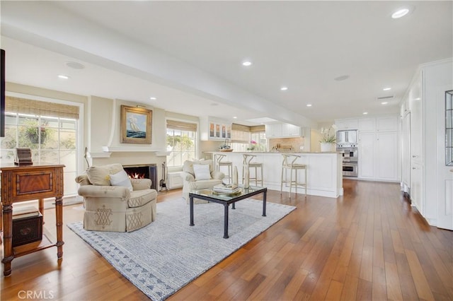 living room with hardwood / wood-style floors