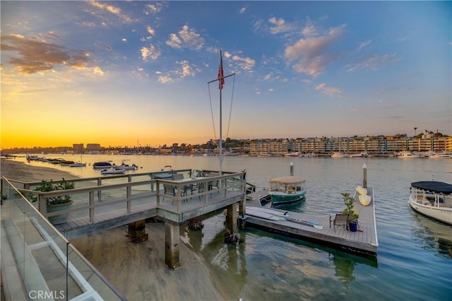 view of dock featuring a water view