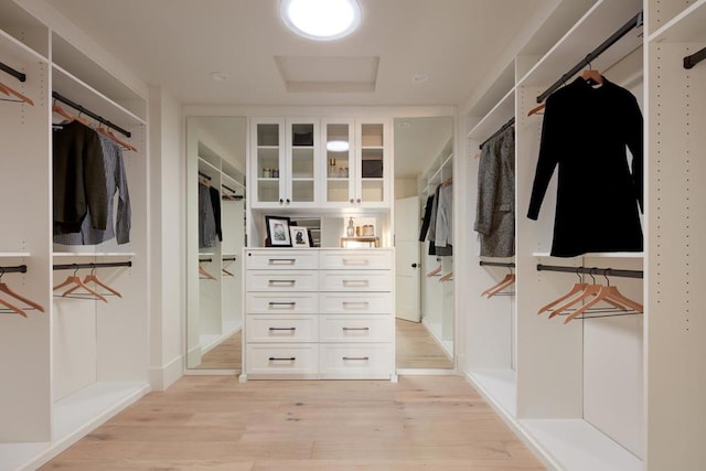 walk in closet featuring light hardwood / wood-style flooring