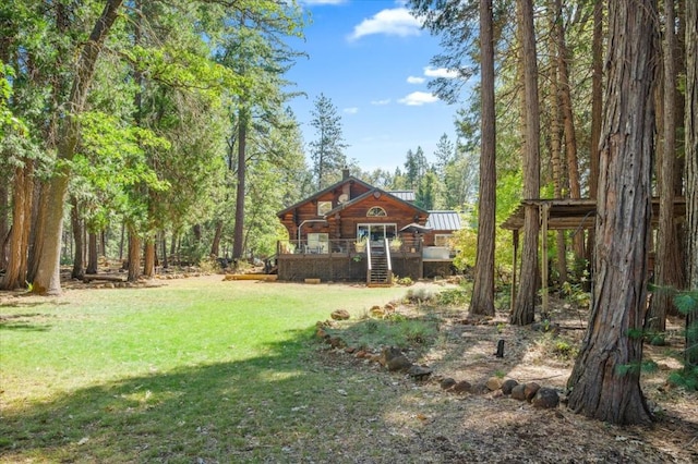 view of yard featuring a deck