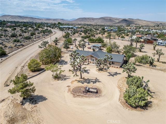 birds eye view of property featuring a mountain view