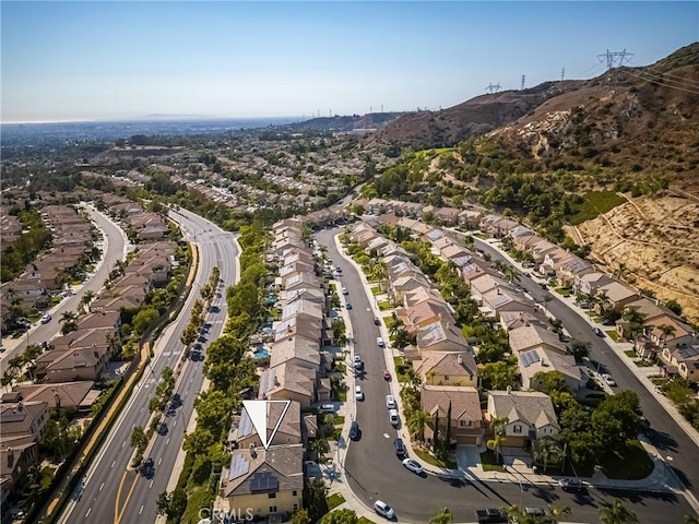 birds eye view of property featuring a residential view and a mountain view