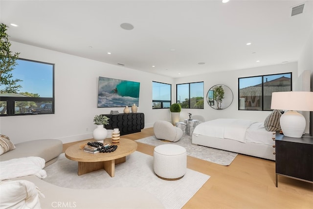 bedroom featuring light hardwood / wood-style floors