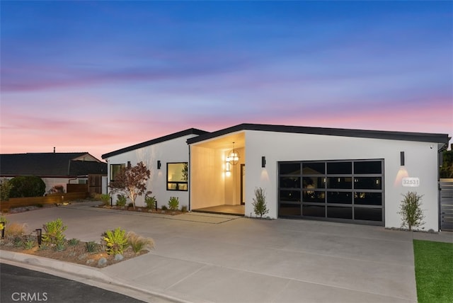 contemporary home with a garage