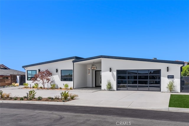 contemporary home featuring a garage