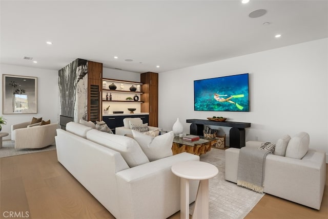 living room with light wood-type flooring