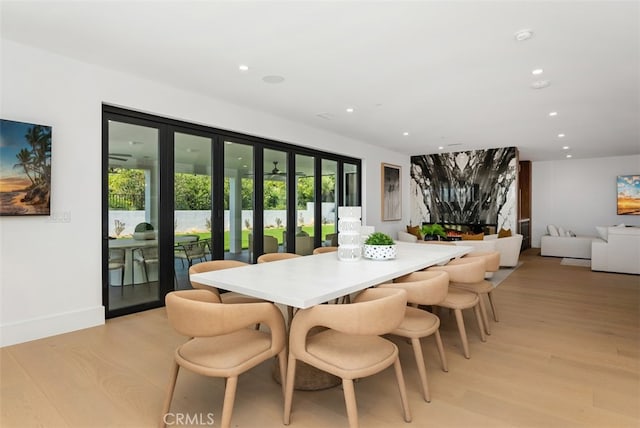 dining area featuring light hardwood / wood-style floors