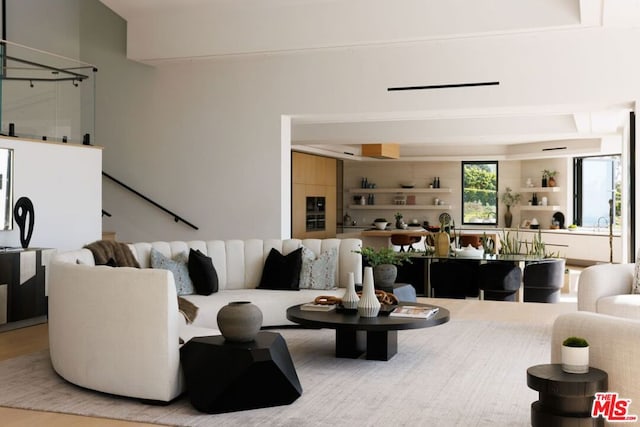 living room with wood-type flooring