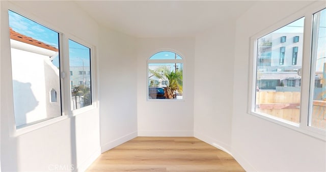 interior space with light hardwood / wood-style floors