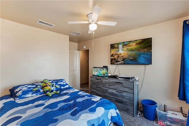 bedroom with carpet and ceiling fan