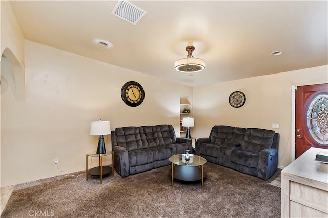 living room featuring carpet flooring