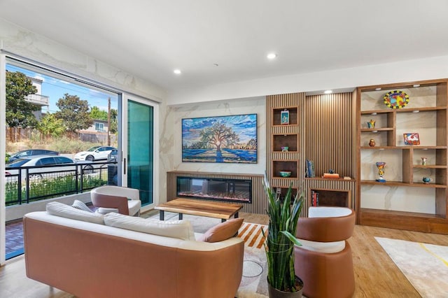 living room with light wood-type flooring