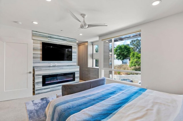 bedroom with carpet and ceiling fan