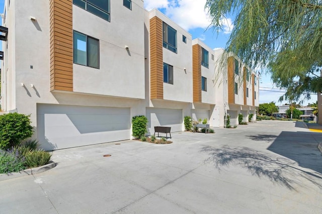 view of building exterior featuring a garage