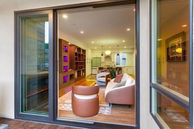 interior space featuring wood-type flooring