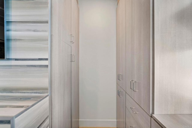 interior space featuring stainless steel fridge