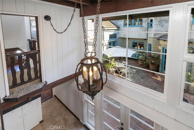 interior details with wooden walls