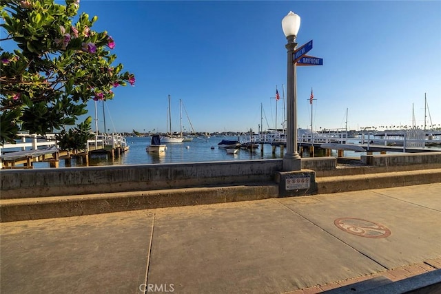 view of dock featuring a water view