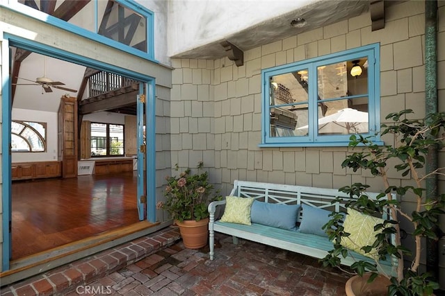 doorway to property featuring a balcony