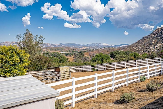 view of mountain feature with a rural view