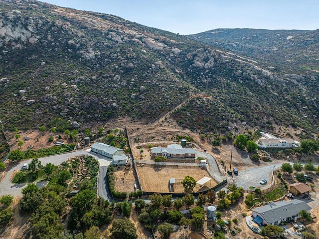 birds eye view of property with a mountain view