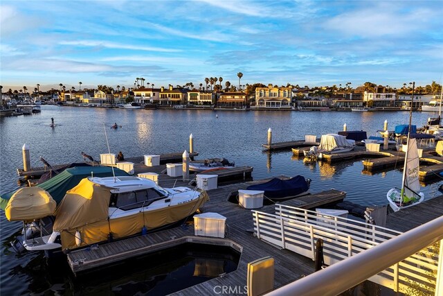 view of dock featuring a water view