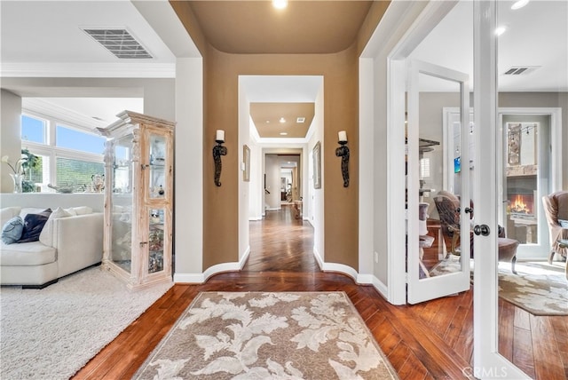 foyer entrance featuring dark hardwood / wood-style floors