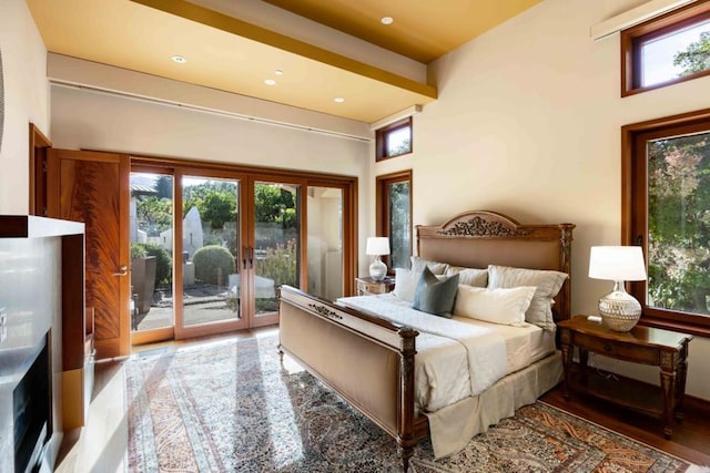 bedroom with access to outside and french doors