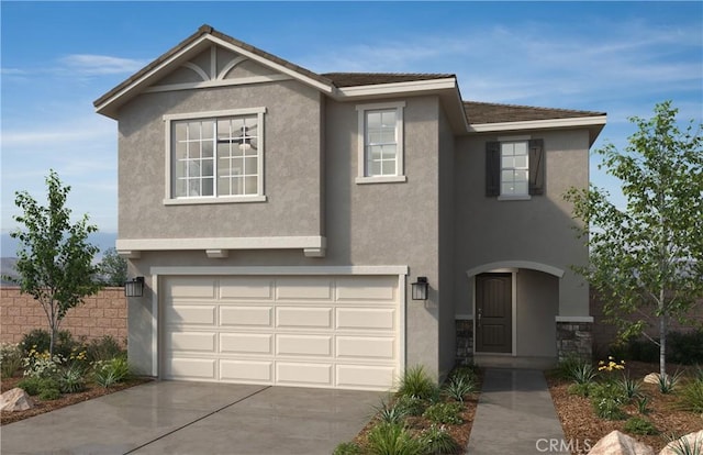 view of front of property with a garage