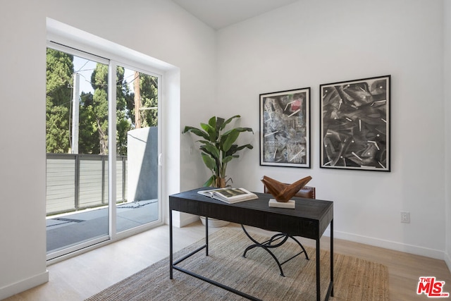 office space featuring hardwood / wood-style floors